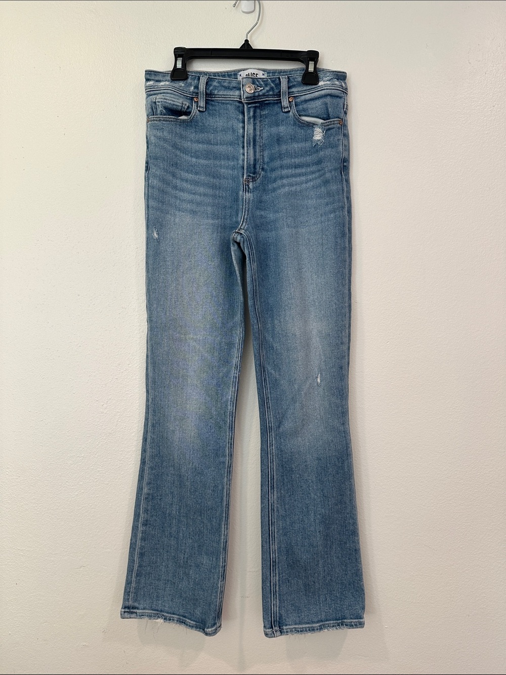 Paige Claudine Seaspray Distressed High Waist Ankle Flare Denim Jeans Size 27